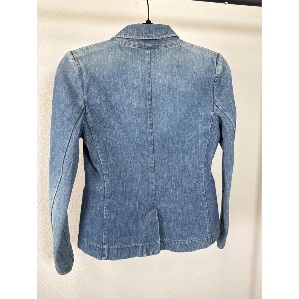 Theory Denim Blazer Jacket Blue Wash Tailored Button Front Pockets Size 2 - Picture 5 of 8